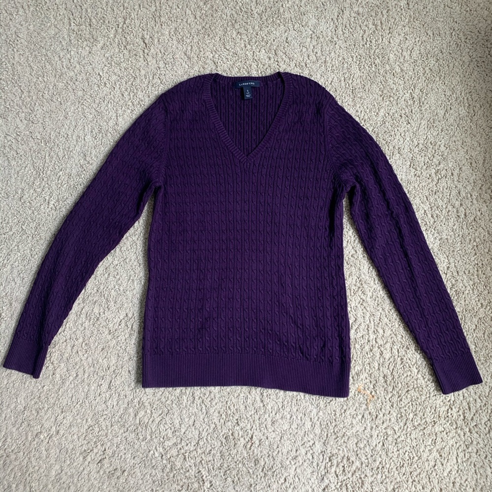 Lands’ End Purple Sweater 100% Supima Cotton